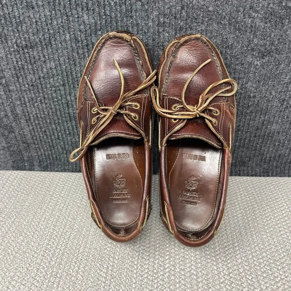 Vintage Gokey Handmade Leather Boat Shoes Brown Vibram Deck Loafer Mens 9 US